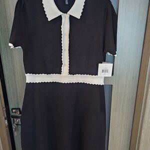 Ellen Tracy Black and White Midi Dress Size L